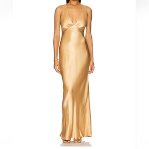 New Shona Joy Plunged Cross Back Maxi Dress In Taffy Size US 6